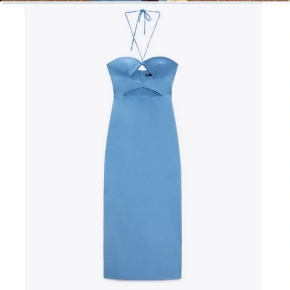 Zara open front blue dress 👗 New without tags never used. Offer are welcome - Picture 2 of 4